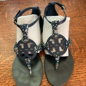 Navy Blue Tory Burch Sandals, Size 8